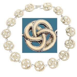 Vintage Eternity Love Knot Necklace – Silver Tone & Enamel Endless Swirl Choker